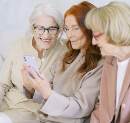 A group of women is video calling